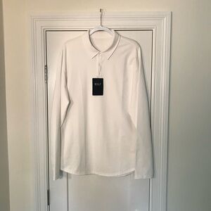 BYLT Basics White Long Sleeve Polo Shirt
